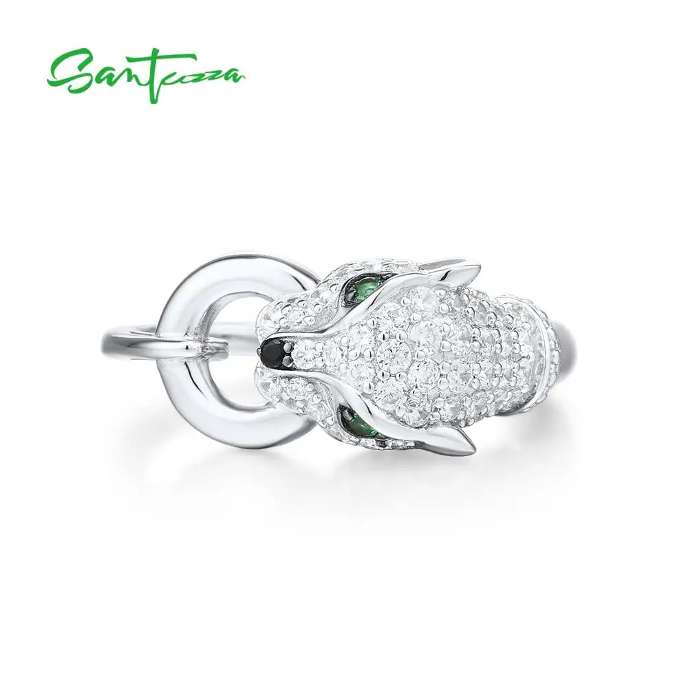 Sterling Silver Ring Zirconia Leopard