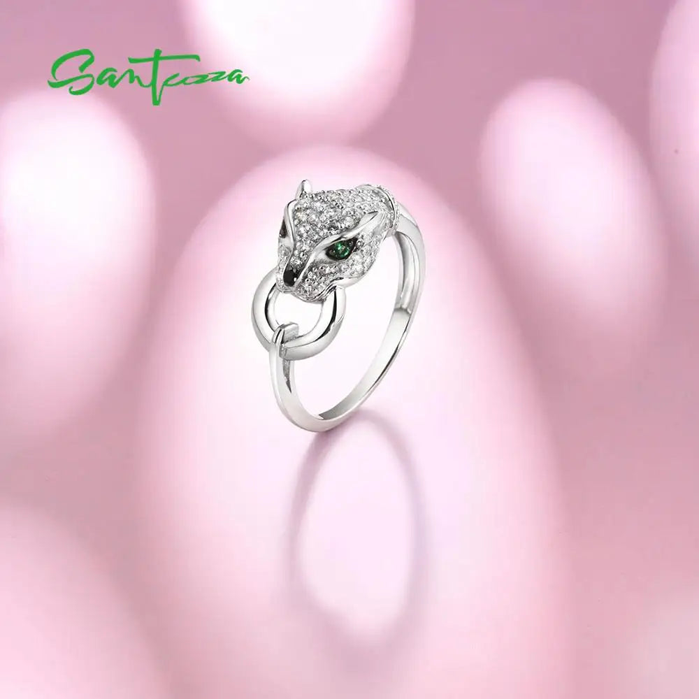 Sterling Silver Ring Zirconia Leopard