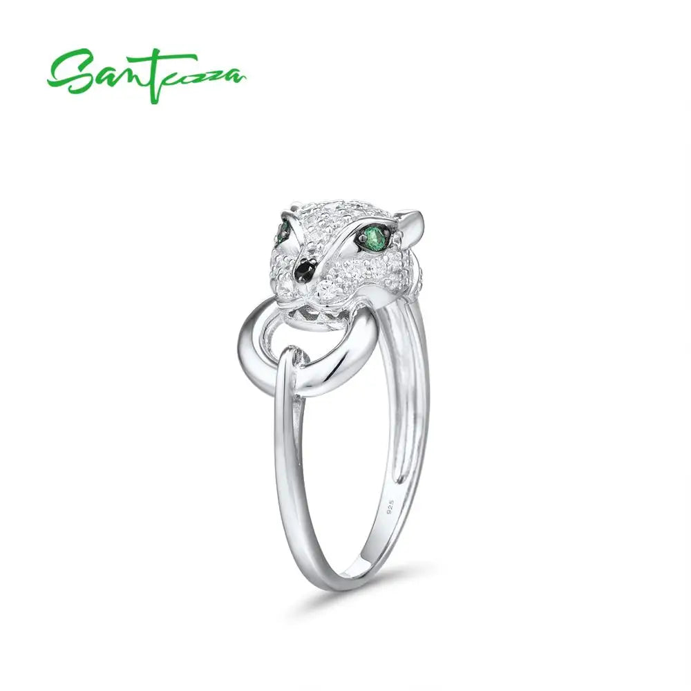 Sterling Silver Ring Zirconia Leopard