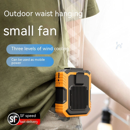 Waist Hanging Fan With Light USB Power Bank Summer Outdoor Gadget