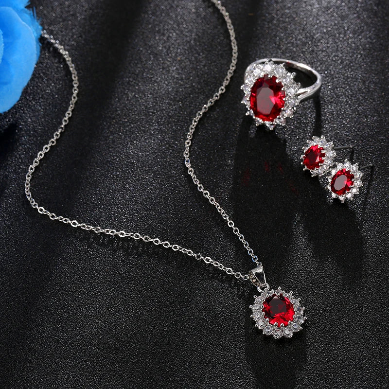 Blue Crystal Stone Necklace Set