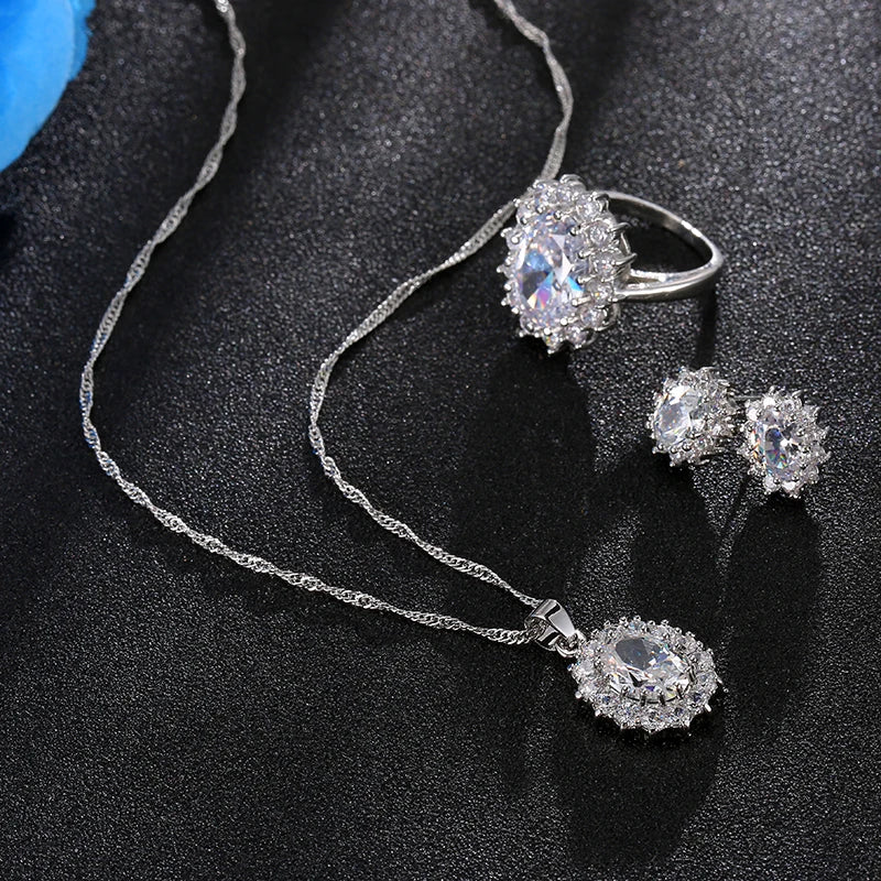 Blue Crystal Stone Necklace Set
