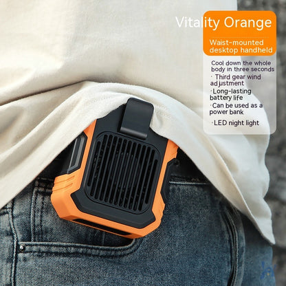 Waist Hanging Fan With Light USB Power Bank Summer Outdoor Gadget